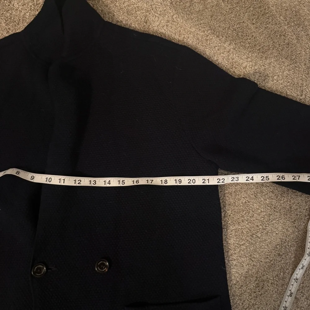 Ralph Lauren Purple Label Navy Knit Double Breasted Blazer Cardigan Size Medium